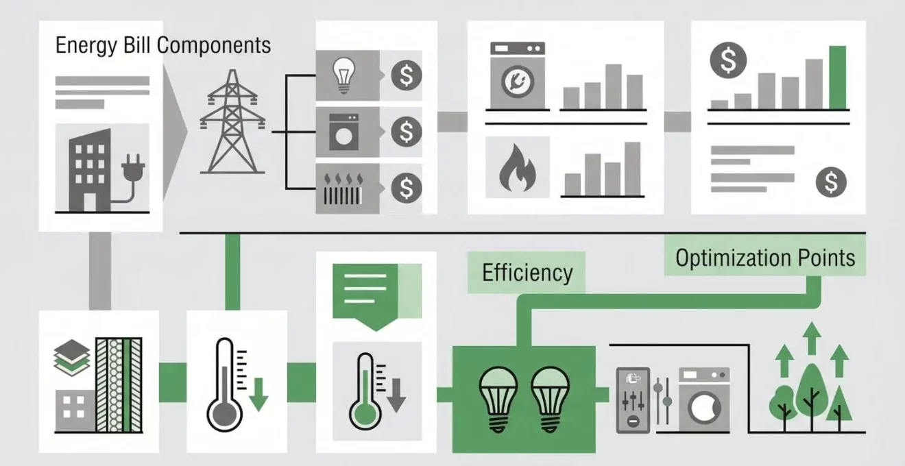 Schéma des leviers d'économie sur une facture énergétique industrielle